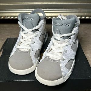 Grey and white kids jordans